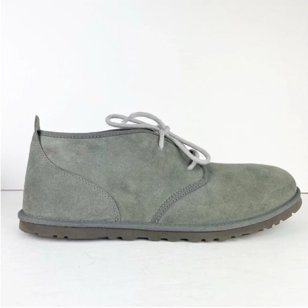 UGG Neumel Charcoal Gray Suede Leather Shearling Lace Up Warm Cozy Ankle Boots